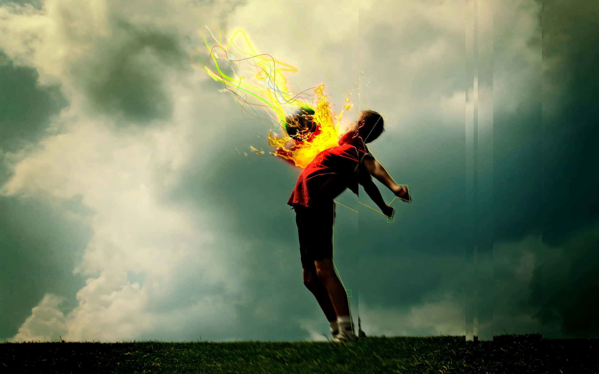 Fiery Golf Swing Stormy Backdrop Wallpaper