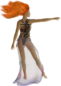 Fiery Haired Fantasy Figure PNG