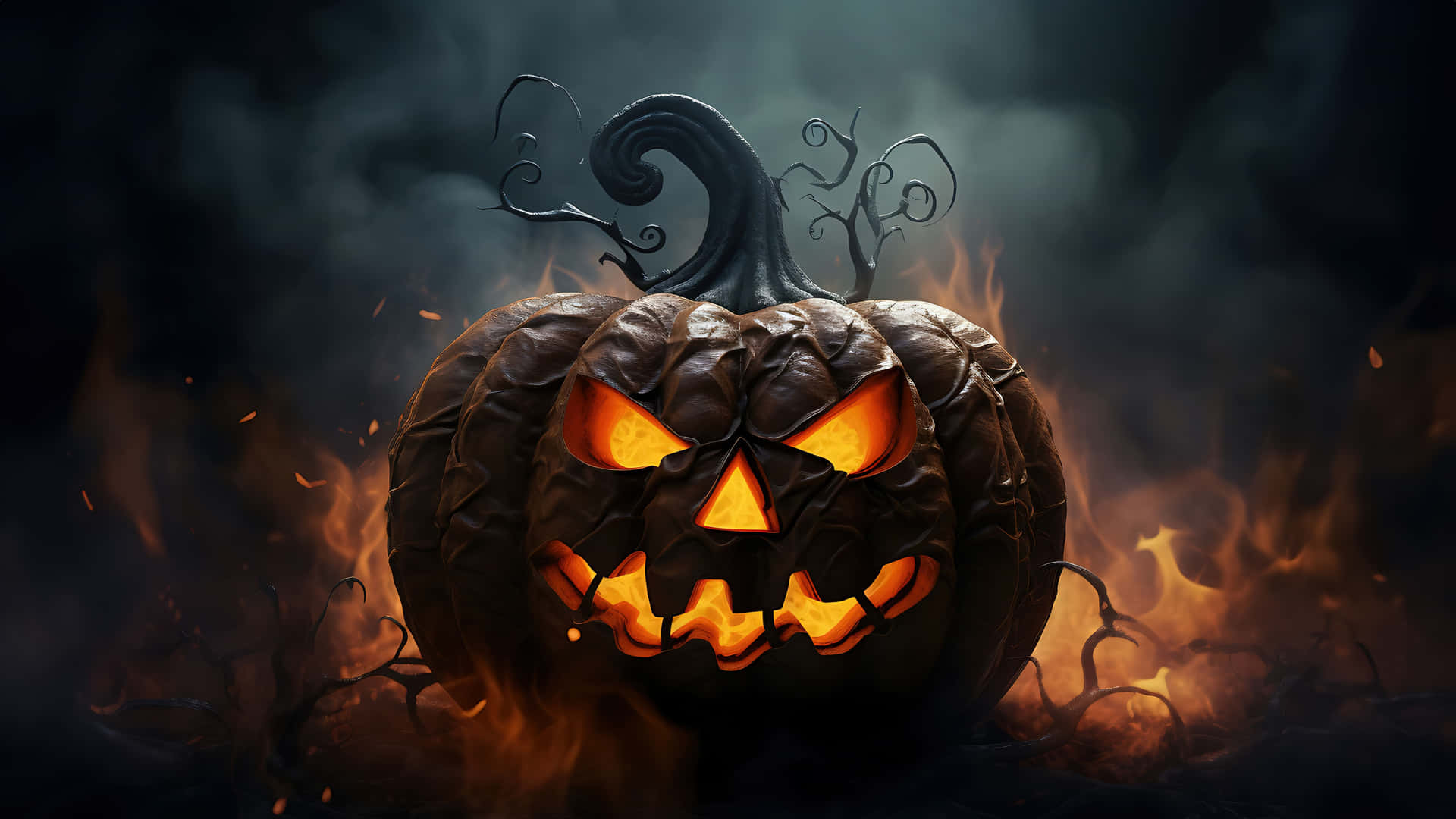 Fiery_ Halloween_ Pumpkin_ Lockscreen Wallpaper