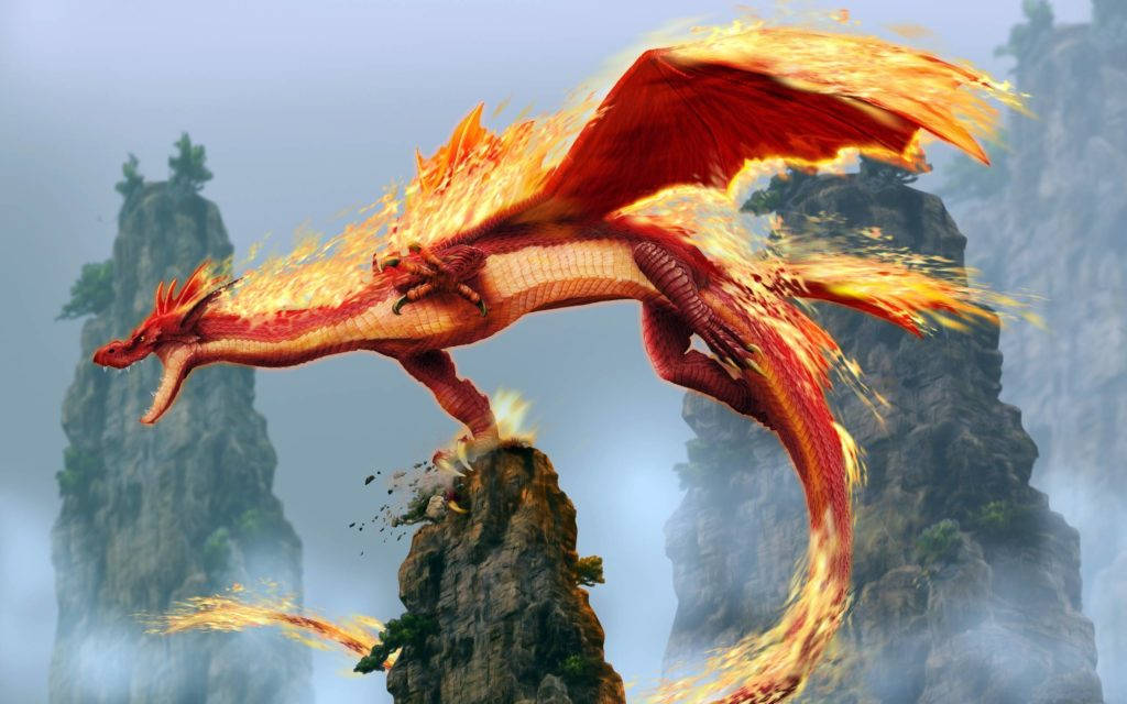 Fiery Hd Dragon Flying Wallpaper