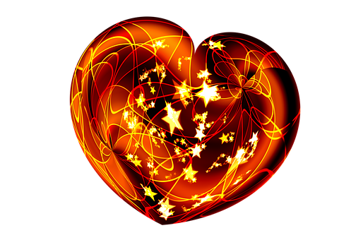 Fiery Heart Abstract PNG