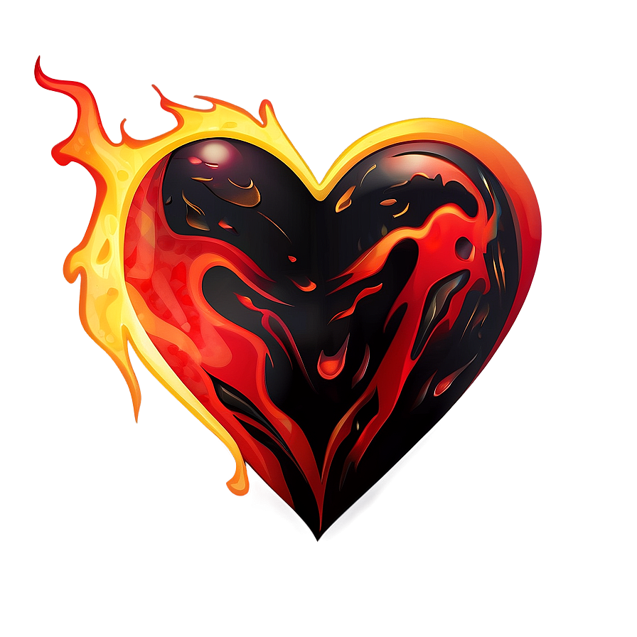 Fiery Heart Illustration Png 05252024 PNG