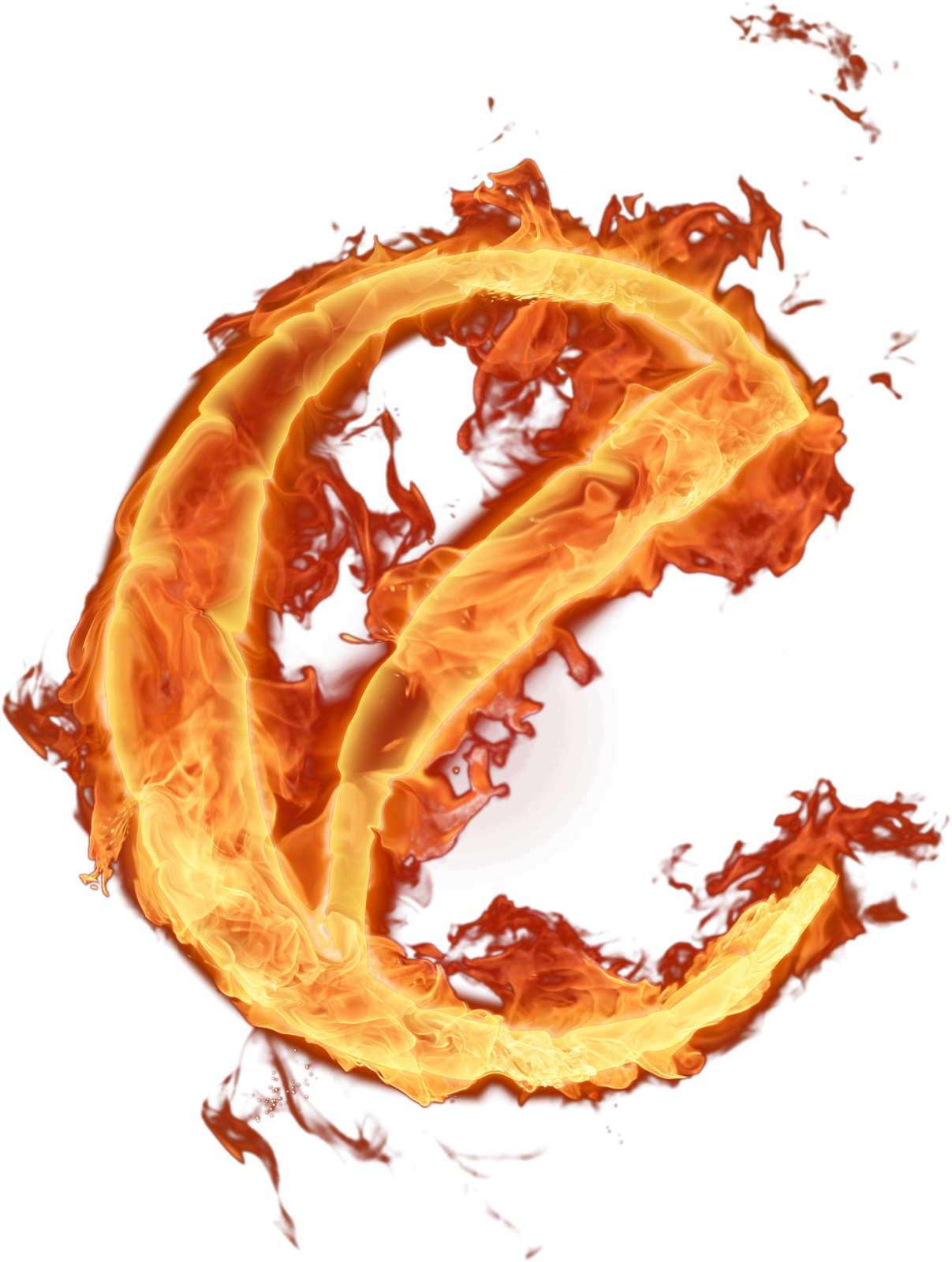 Fiery Letter E Graphic PNG