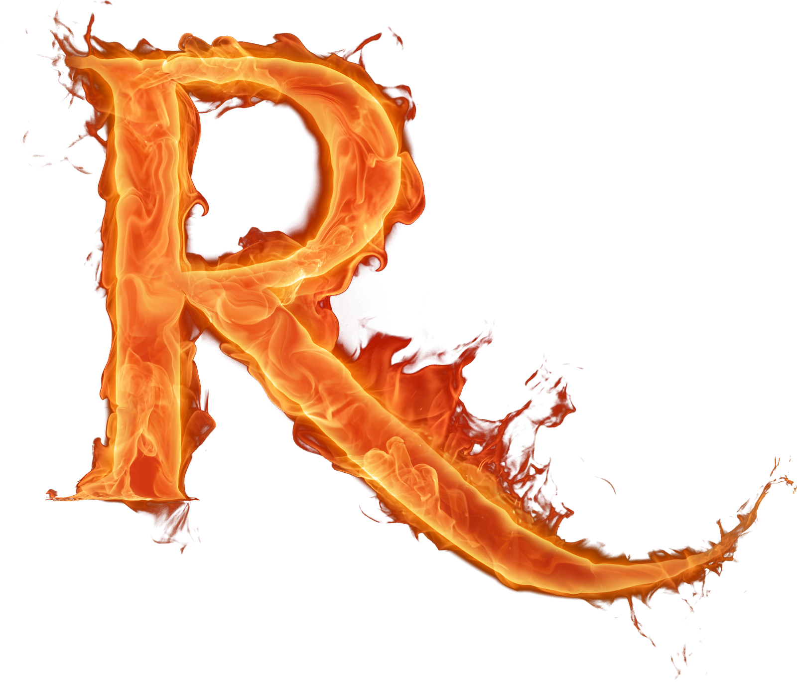 Fiery Letter R Art PNG