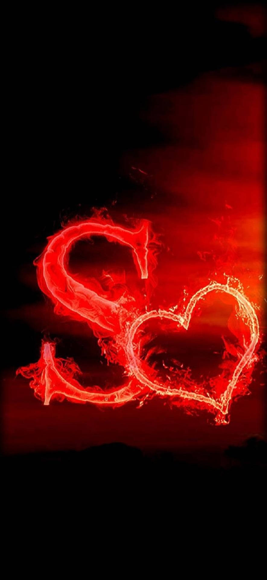 Fiery Letter S And Heart Wallpaper