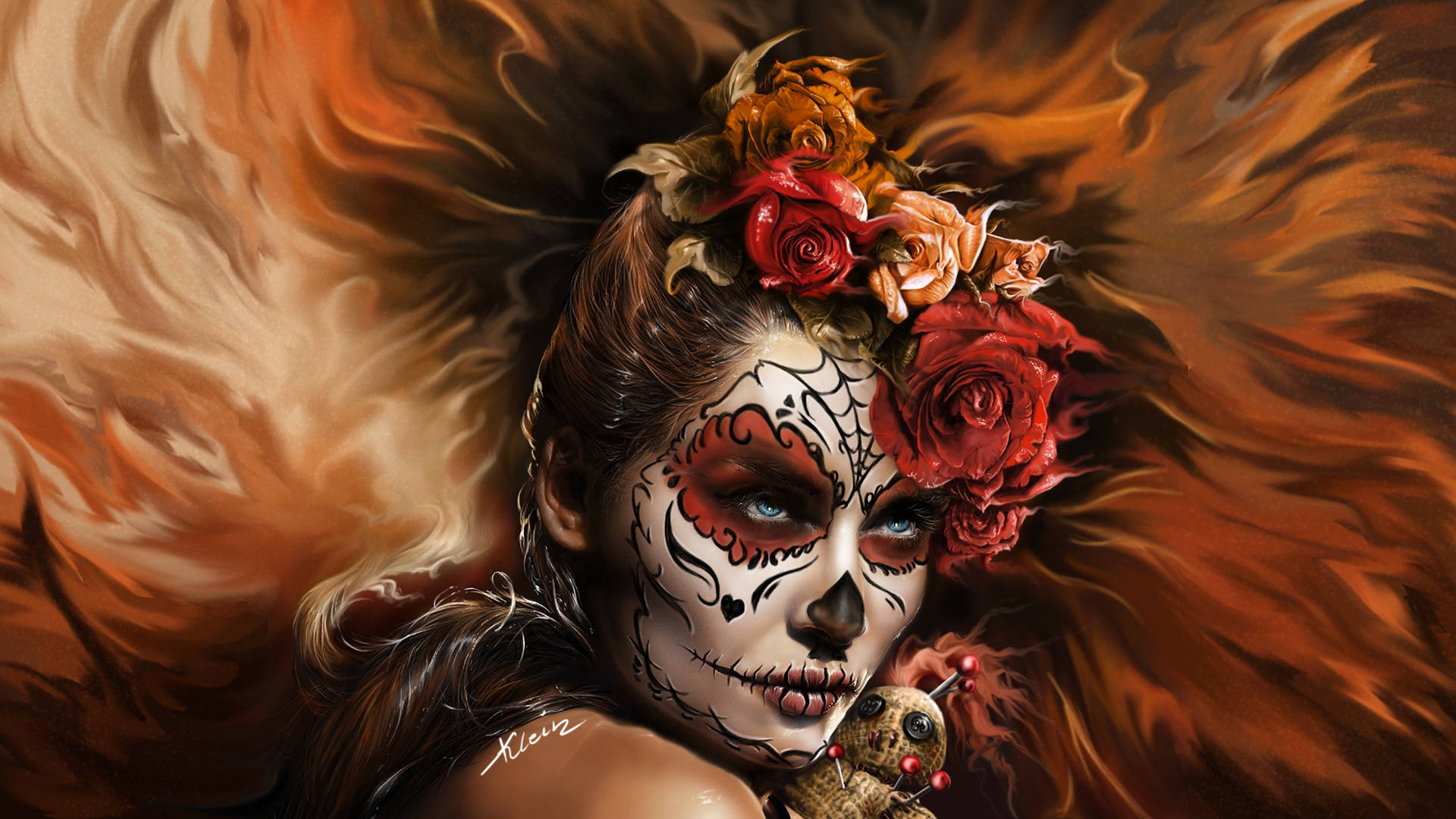 "Let Life Be Fiery and Bold like a Sugar Skull" Wallpaper