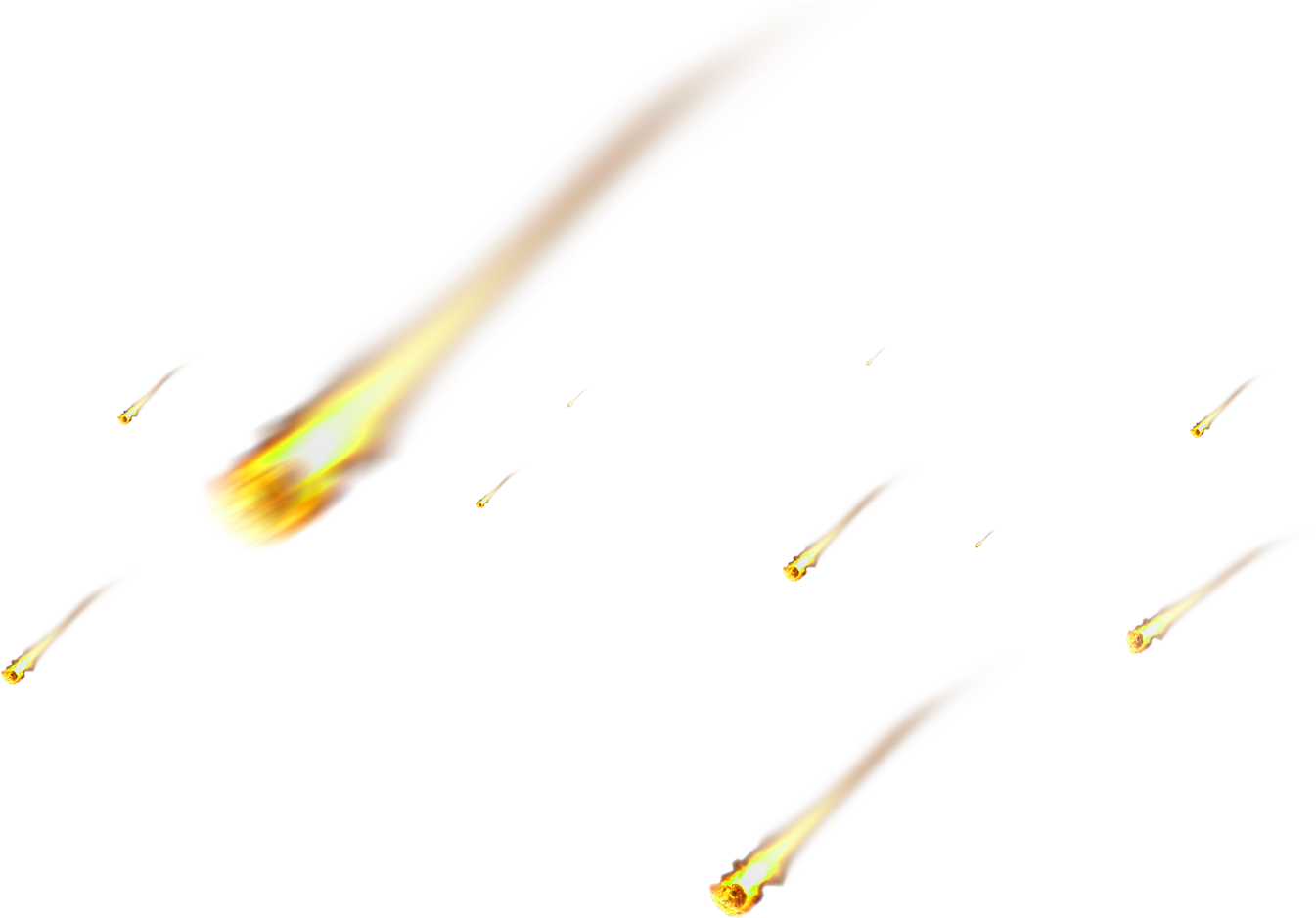 Fiery Meteors Falling Against Sky PNG