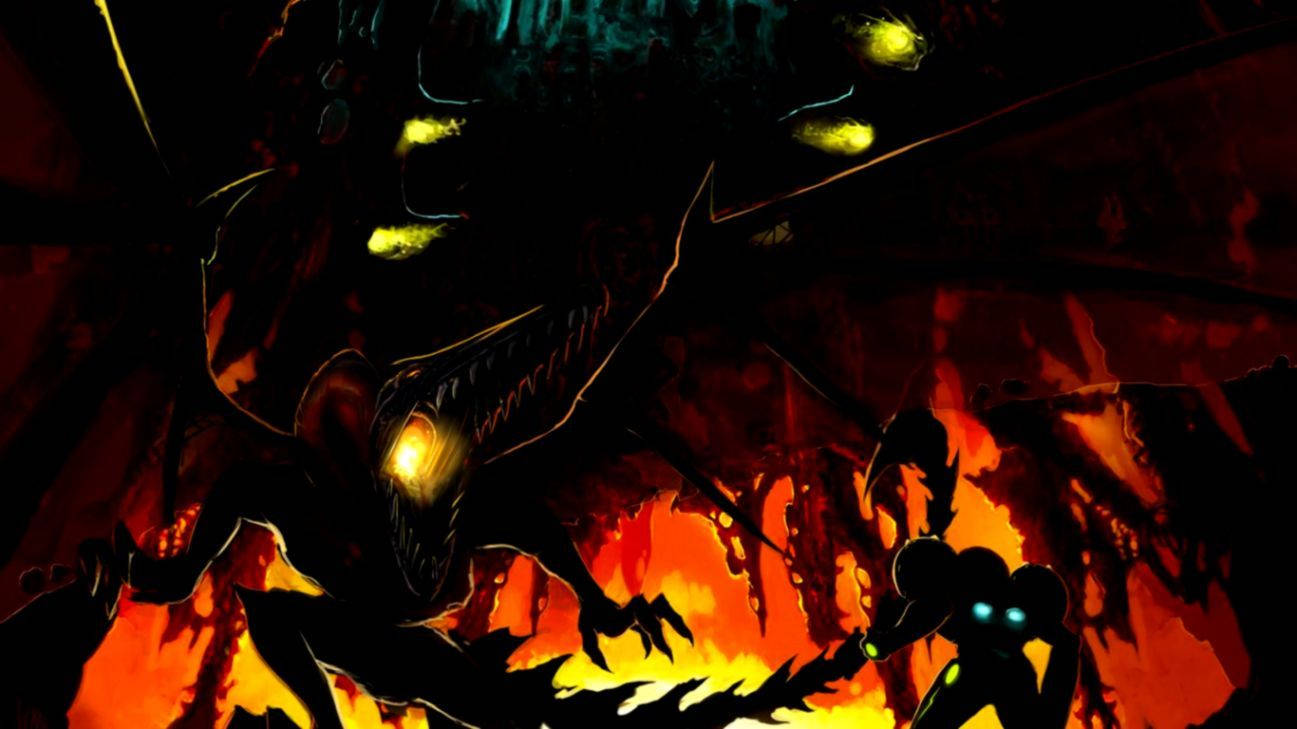 Fiery Metroid Prime Wallpaper