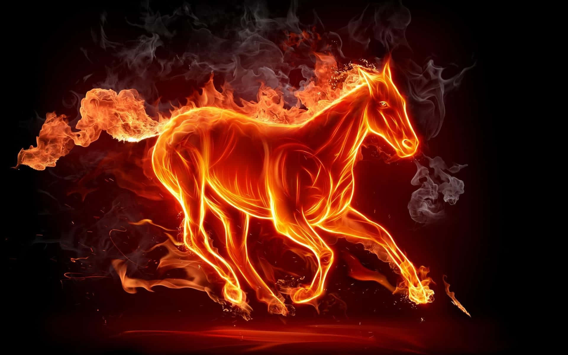 Fiery Neon Horse Art Wallpaper