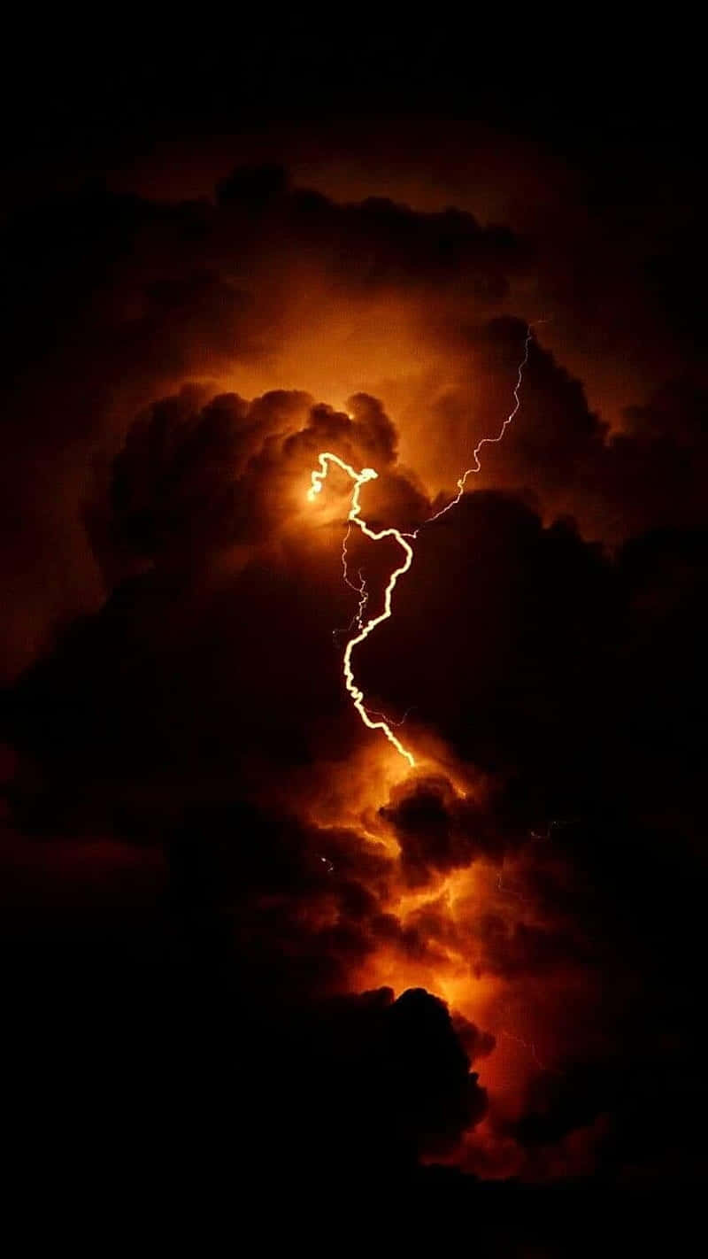 Fiery_ Night_ Sky_ Lightning Wallpaper