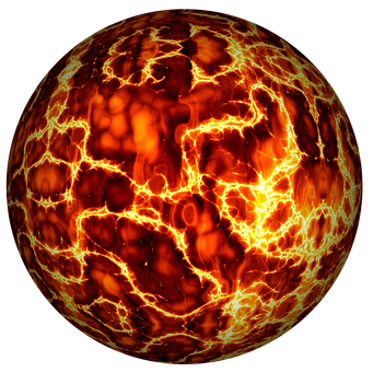 Fiery Orange Lava Texture Ball PNG