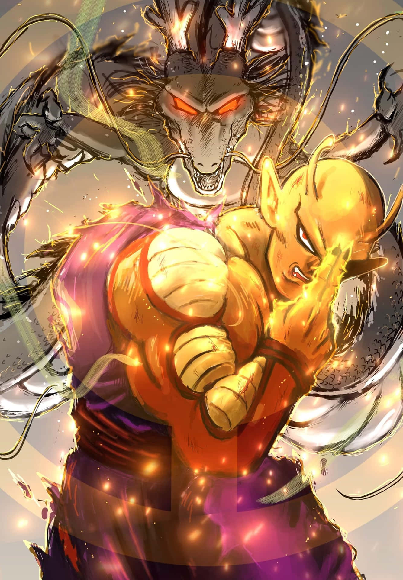 Download Fiery Orange Piccolo Battle Art Wallpaper | Wallpapers.com