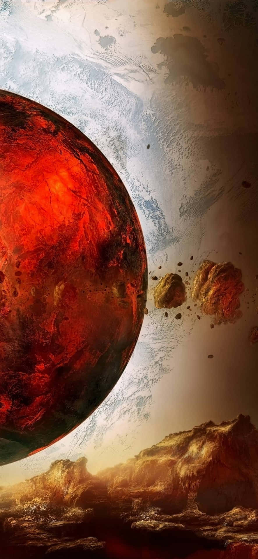 Fiery Planet Alien Landscape Wallpaper