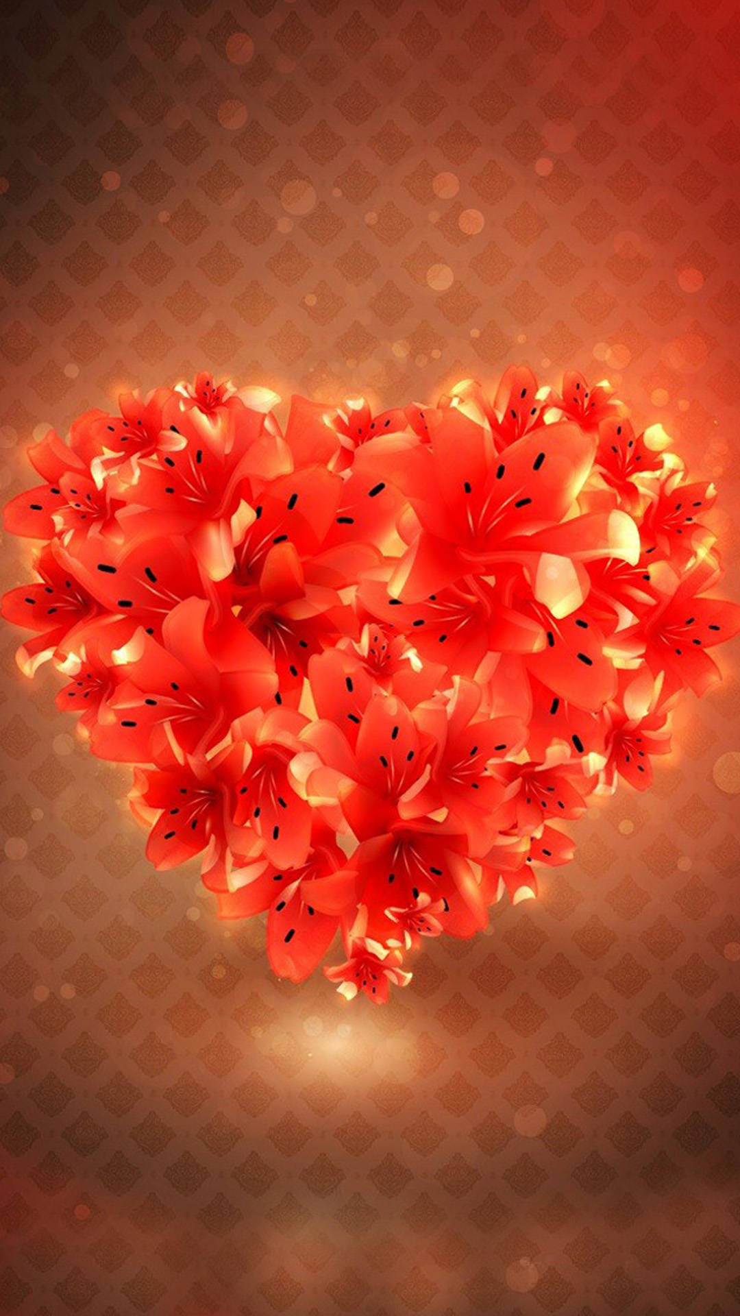 Fiery Red Flower Heart Wallpaper