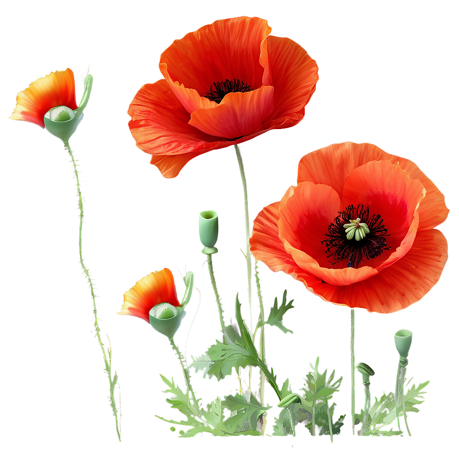 Fiery Red Poppies Image Png Dcl PNG