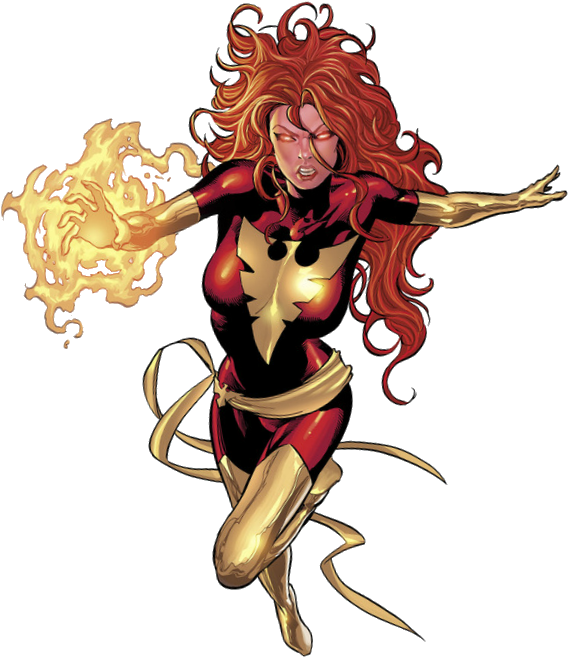 Fiery Redhead Superhero Illustration PNG