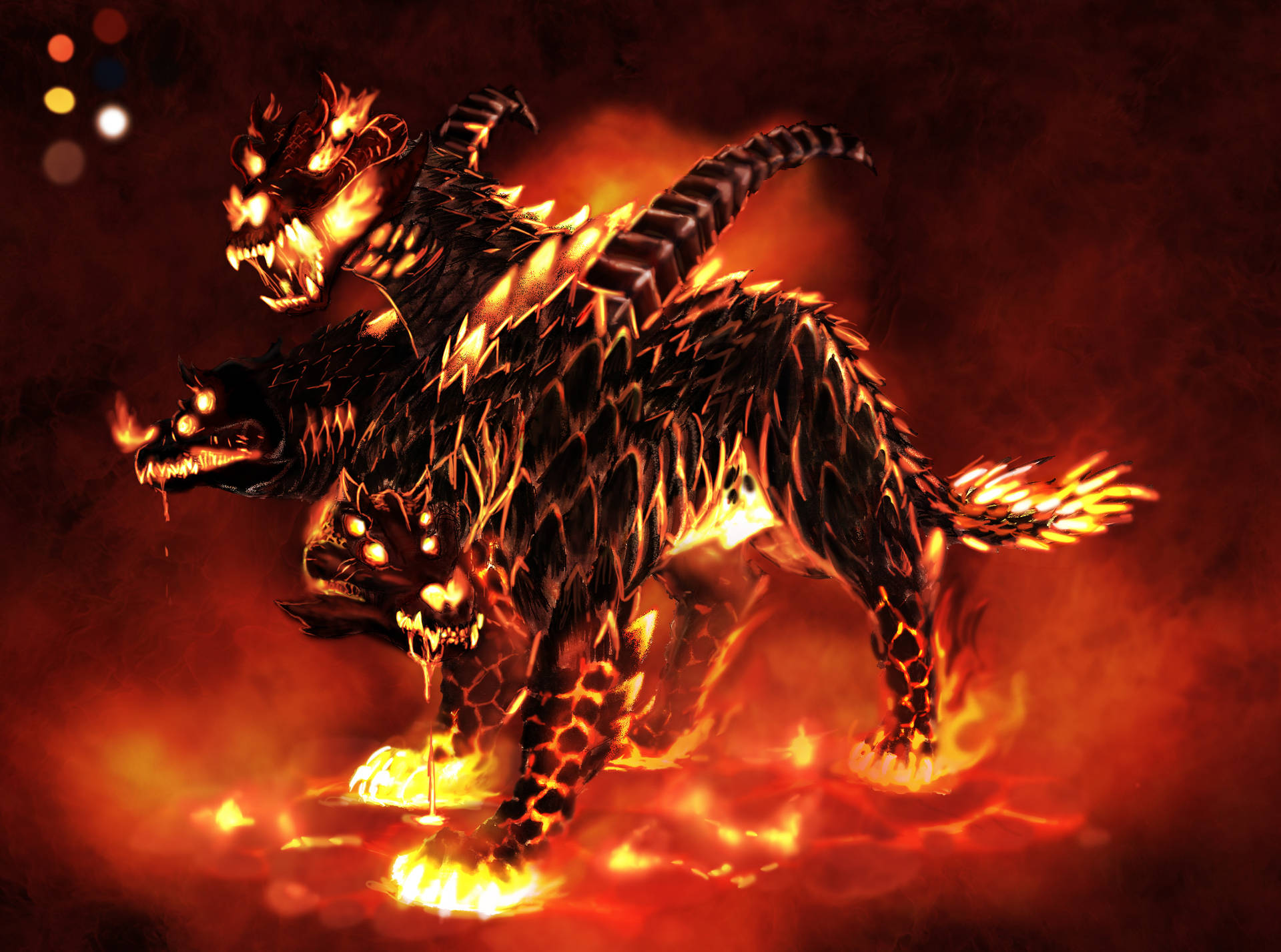 Fiery Scaled Cerberus Background