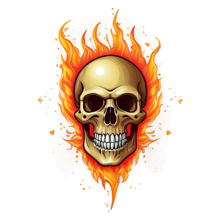 Fiery Skull Illustration Png B PNG