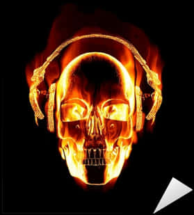 Fiery Skullwith Headphones PNG