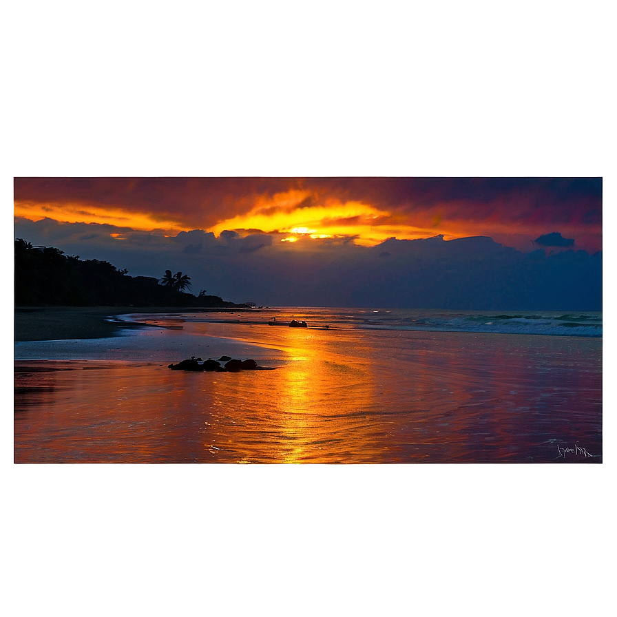 Fiery Sunset Over Ocean Photo Png Tok PNG