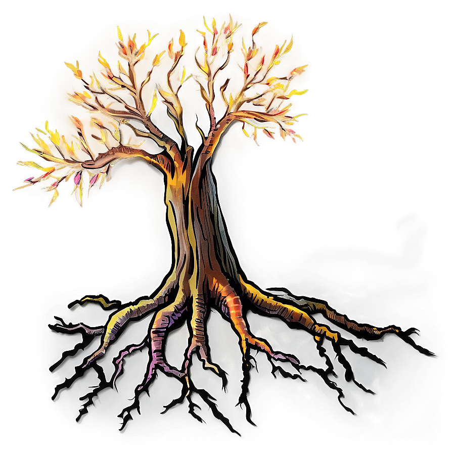 Fiery Tree With Roots Png 06262024 PNG