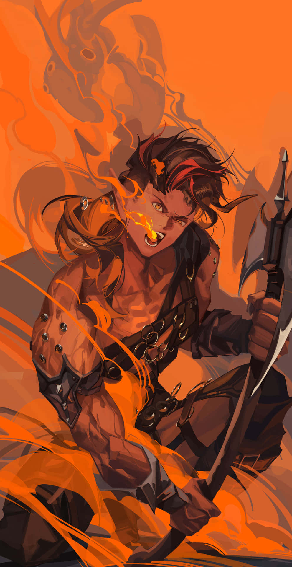 Fiery Warrior Artwork Wallpaper