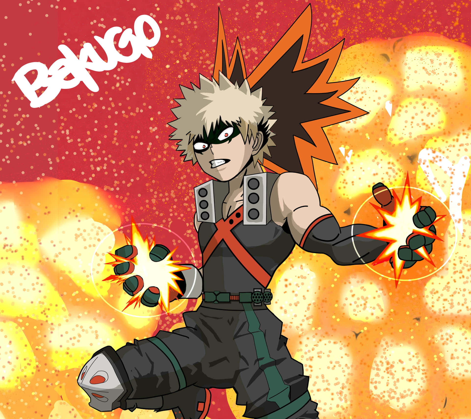 Fierybakugo Scatenando La Sua Quirk Esplosiva