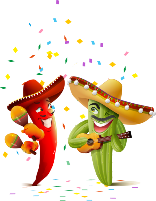 Fiesta Chiliand Cactus Characters PNG