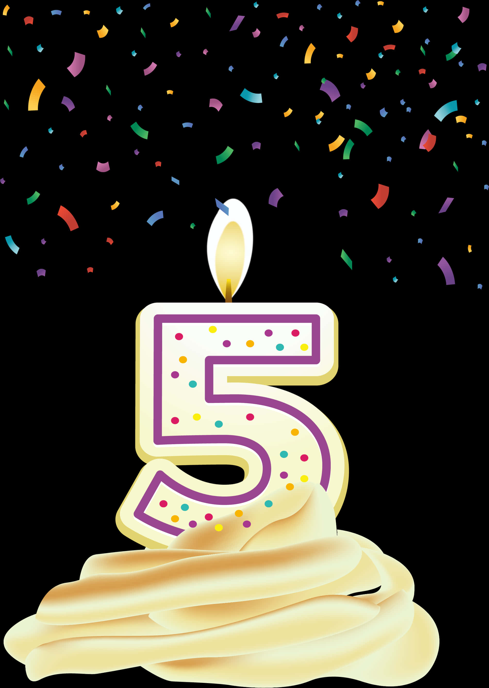 Fifth Birthday Celebration Candle PNG
