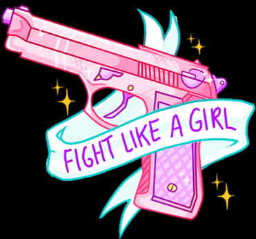 Fight Like A Girl Pistol Illustration PNG