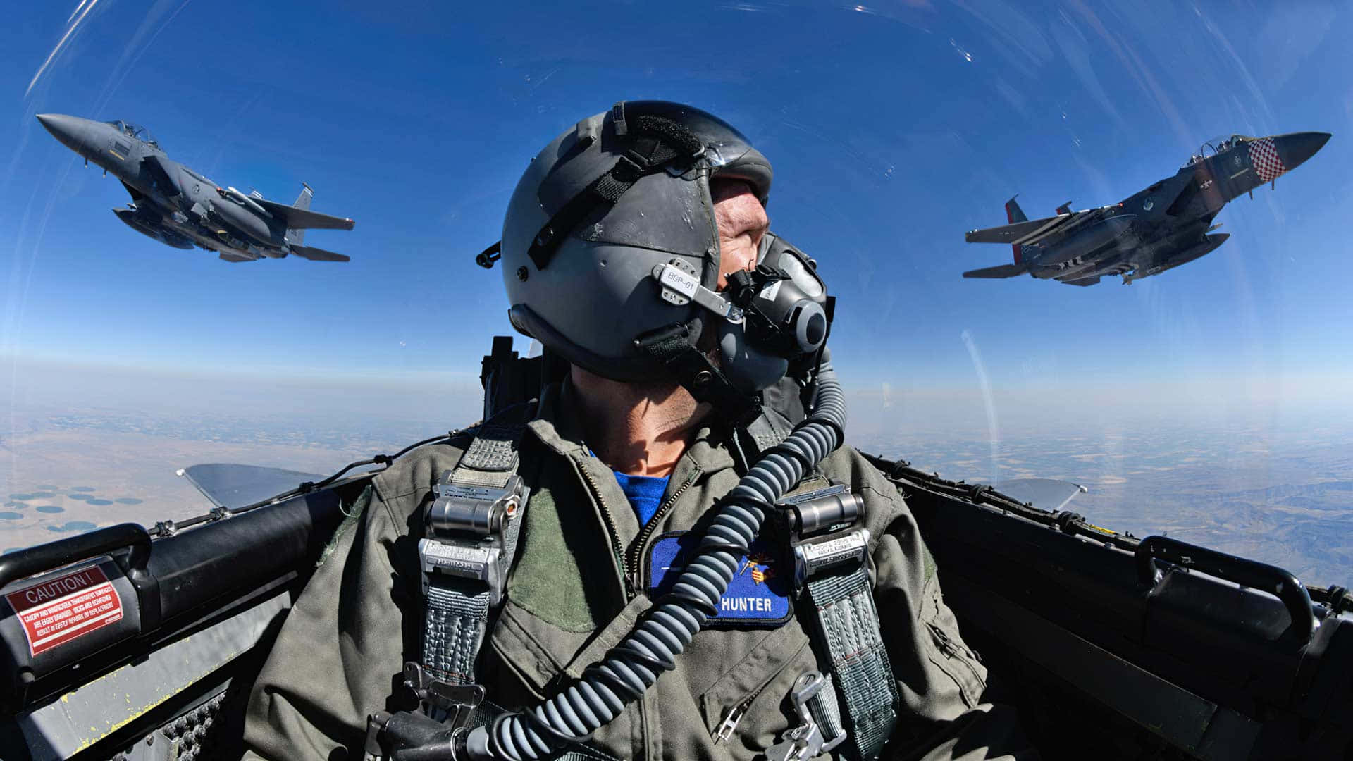 Fighter Pilot Air Force In Between Two Planes Wallpaper