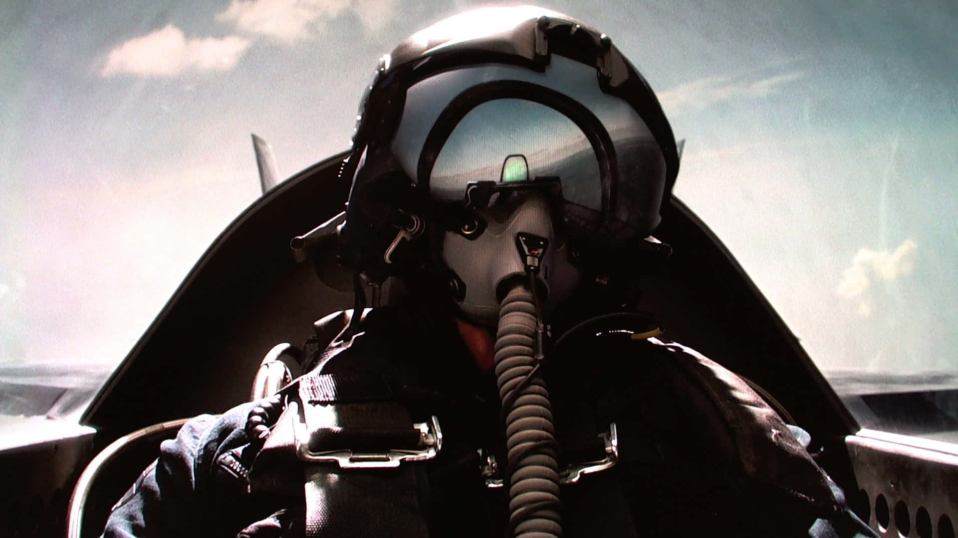 Kampfpilotenhelmmit Sauerstoffmaske Wallpaper