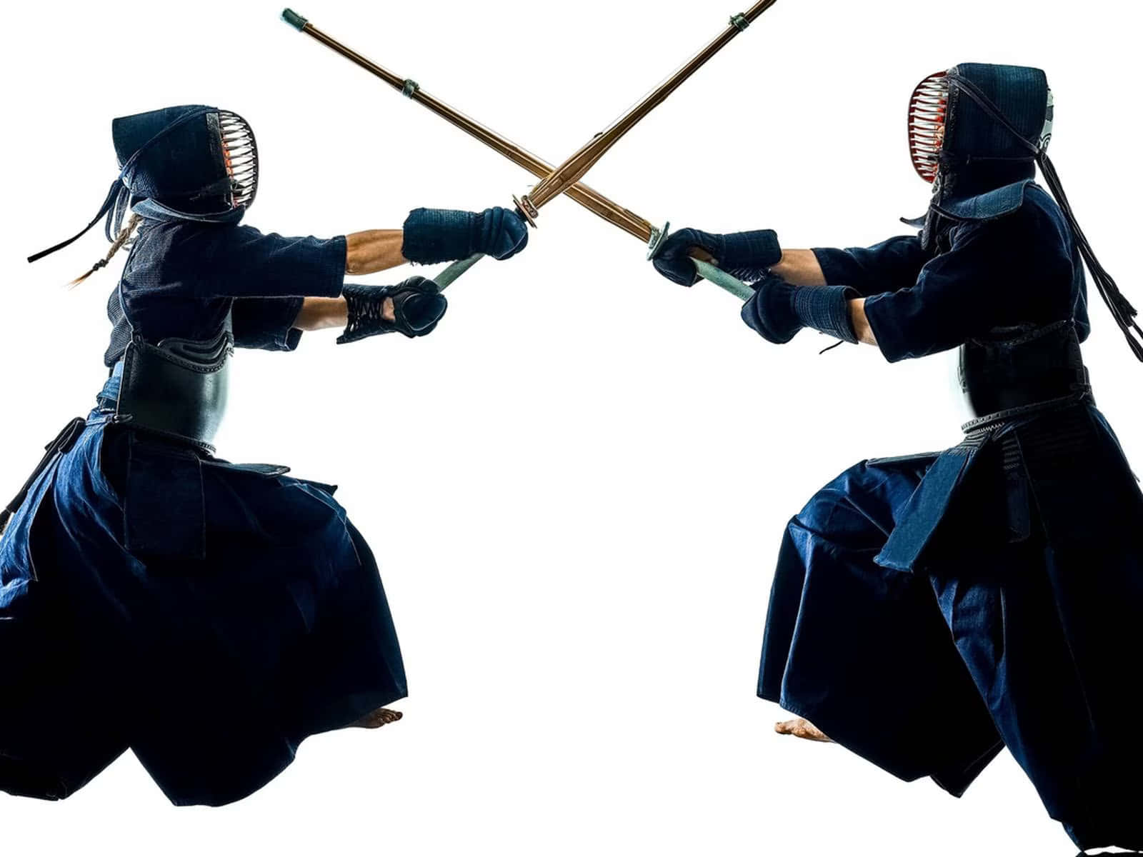 Two Ninjas In A Samurai Outfit Fighting