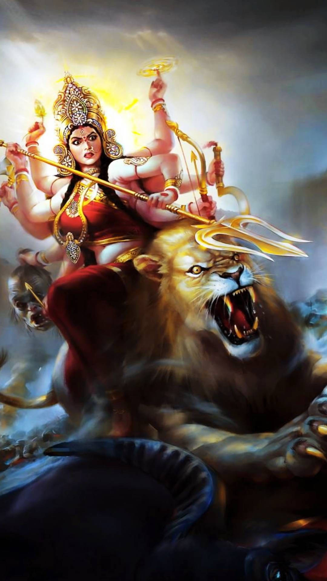 Kæmpende Durga Mata HD Wallpaper Wallpaper