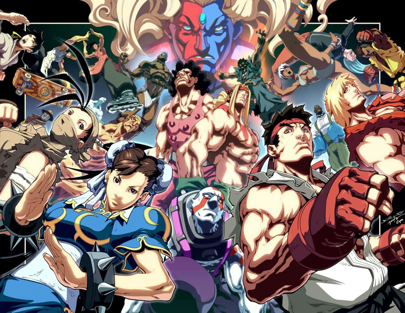 Intense battle in the world of fighting games Wallpaper