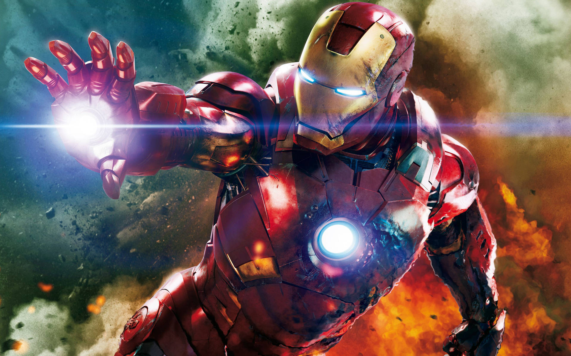 Scenadi Combattimento Iron Man Supereroe Sfondo