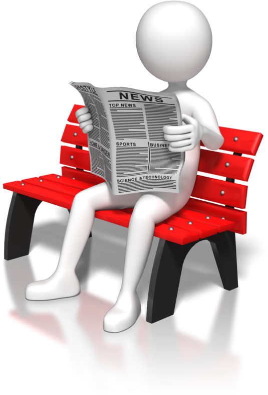 Figure Reading Newspaperon Red Bench PNG