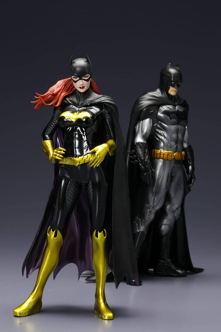 Figurasde Batgirl Y Batman Arkham Knight Para Iphone. Fondo de pantalla
