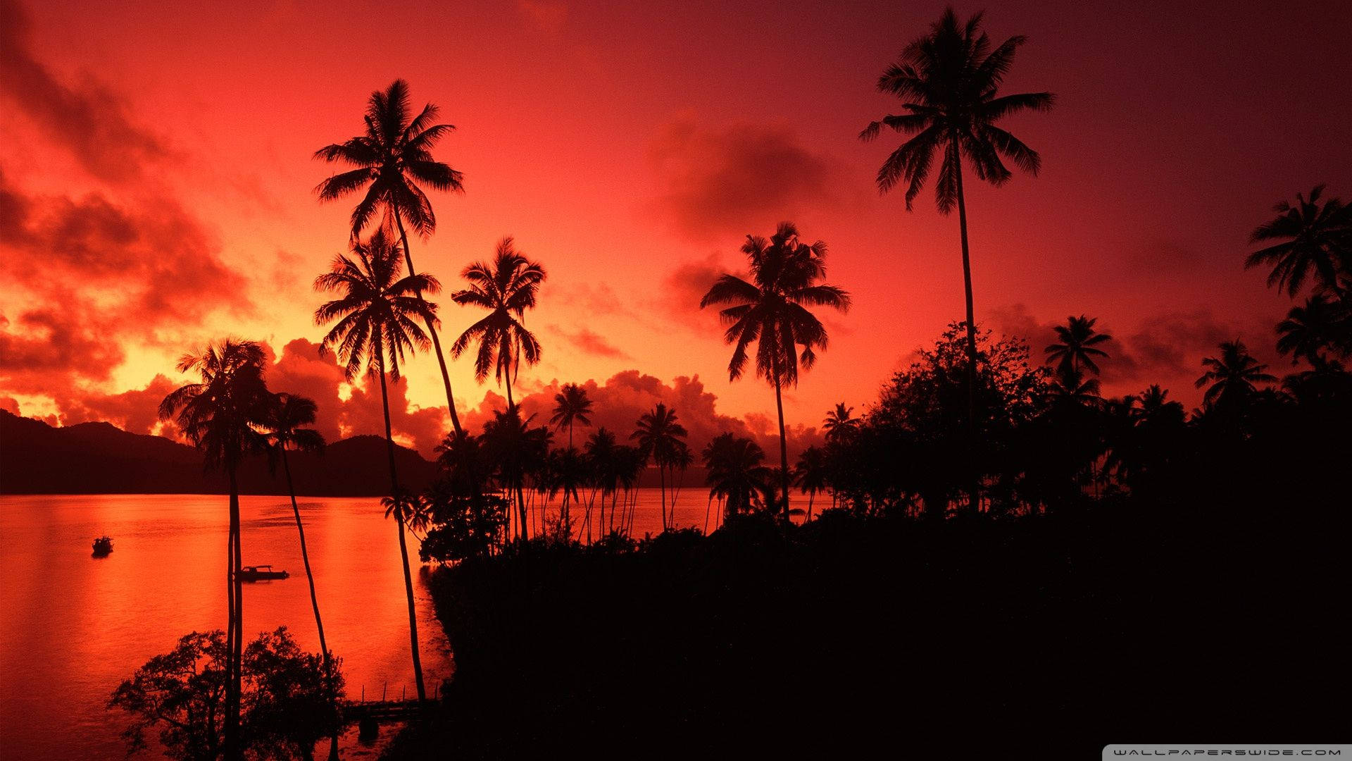 Fiji Sunset At Matagi Island Wallpaper
