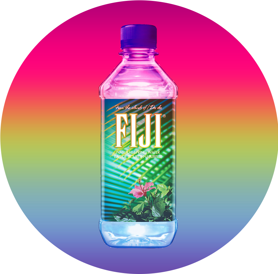 Fiji Water Bottle Rainbow Background PNG