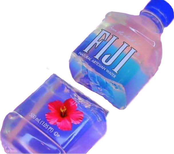 Fiji Water Bottleand Ice Cube PNG