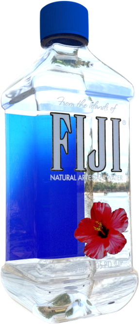 Fiji Water Bottlewith Flower Label PNG