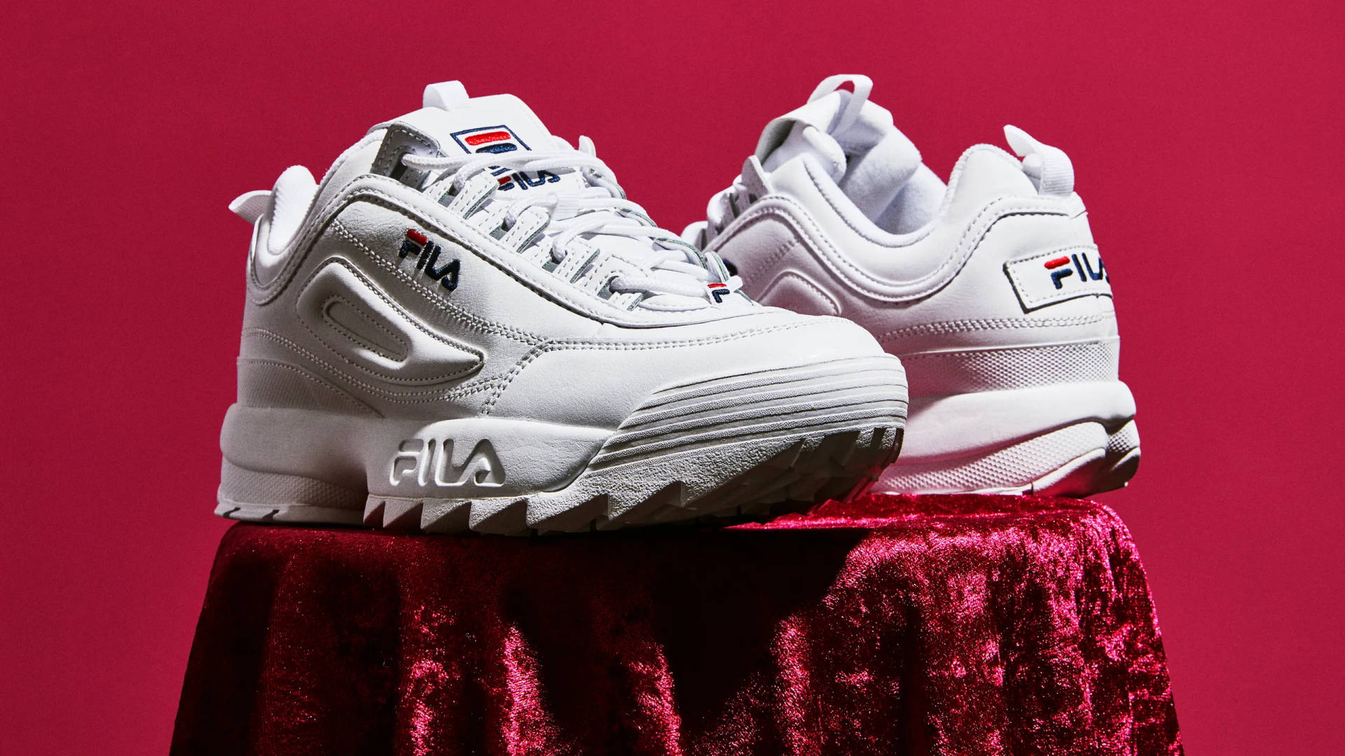 Fila White Sneakers - Style And Comfort In Every Step Wallpaper