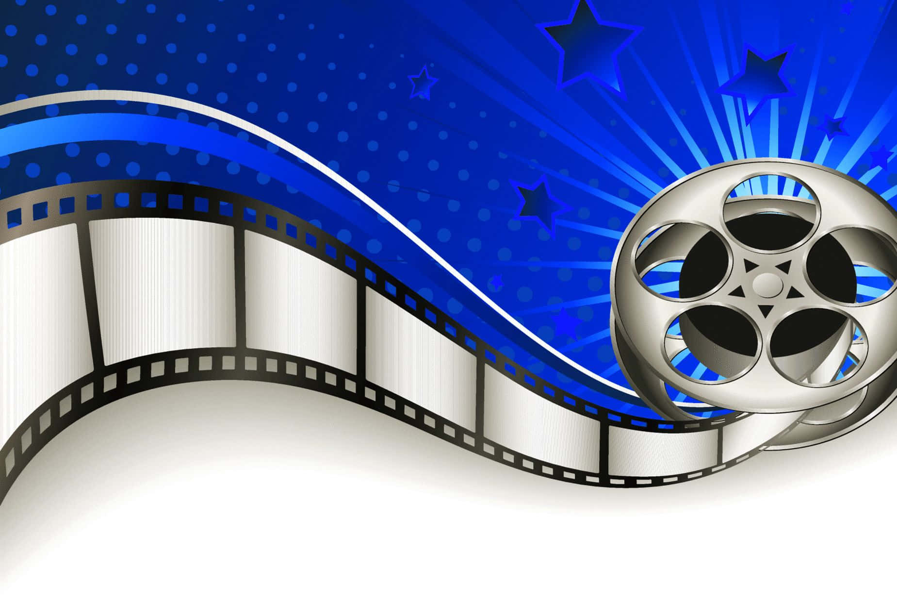 A Film Reel With Stars And Stars On A Blue Background