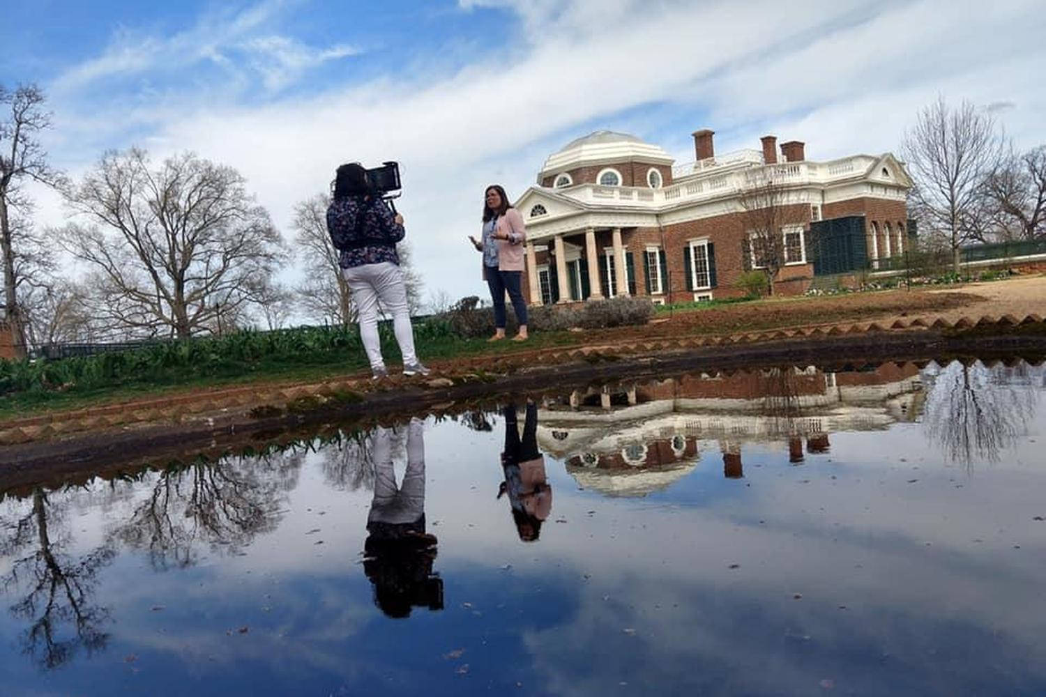 Film Crew Capturing the Majestic Beauty of Monticello Wallpaper