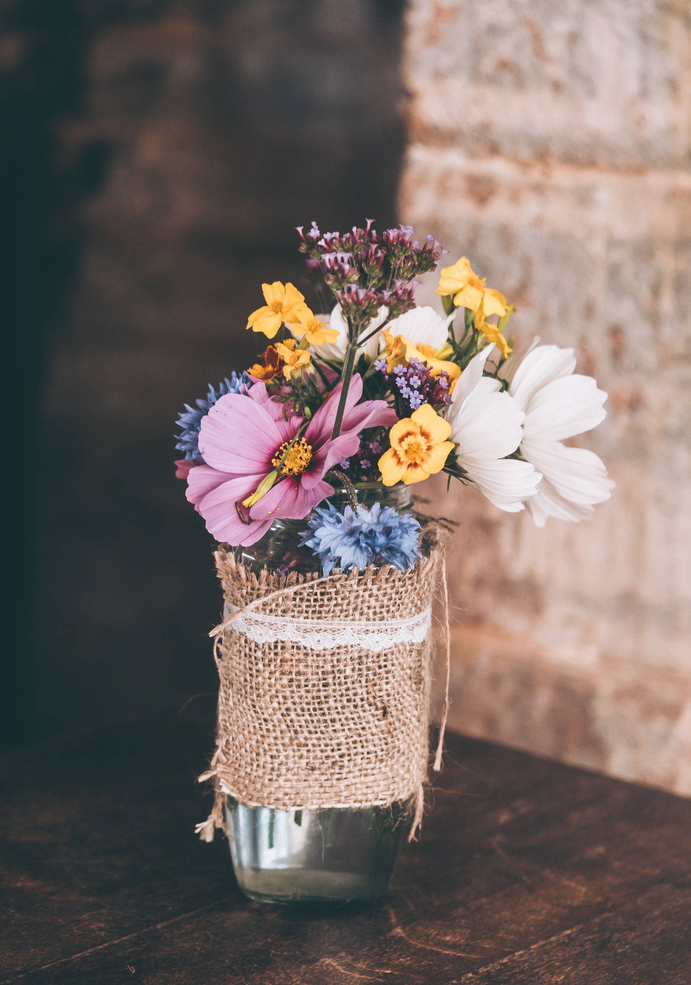 Filtered Flowers In Flower Vase Wallpaper
