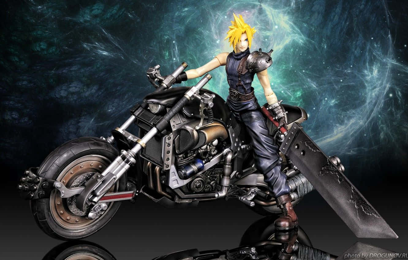Final Fantasy Vii - A Figure On A Motorcycle
