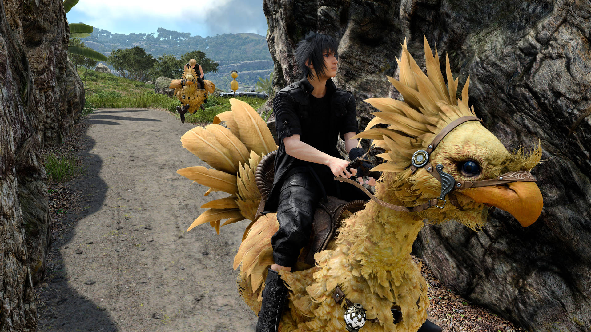 A peaceful encounter with Chocobos in Final Fantasy 8 Wallpaper