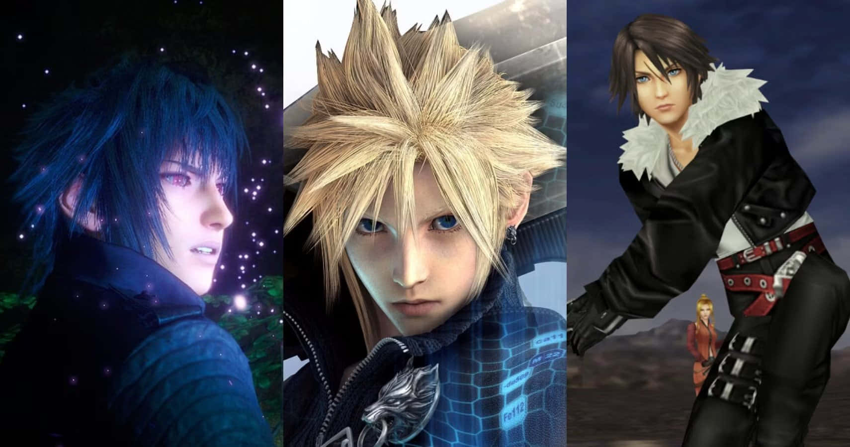 The iconic Final Fantasy Characters in an epic formation Wallpaper
