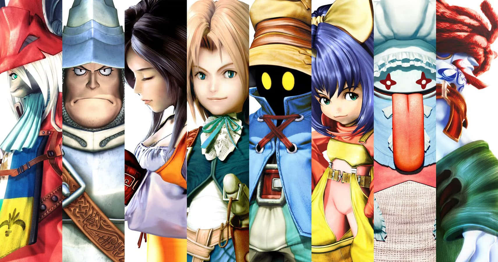 Group of Iconic Final Fantasy Characters Gathered in a Stunning Scene Wallpaper
